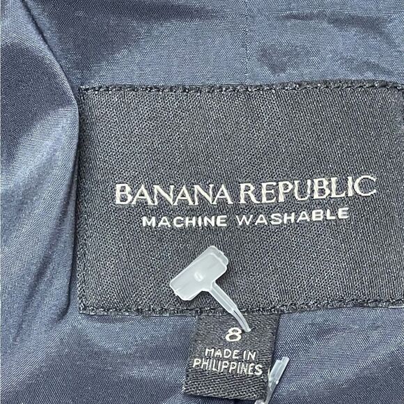 Banana Republic NWOT Blue Window Pane Print Flare Sleeve Washable Blazer Size 8 - Picture 6 of 9